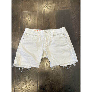 Rock Revival Women's Jean shorts Size 30 Noelle Straight Cut Off Raw Hem White